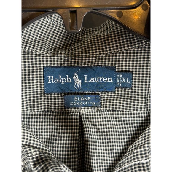 Ralph Lauren Blake Button Down Shirt Men's Size XL Black Checkered - Picture 3 of 6